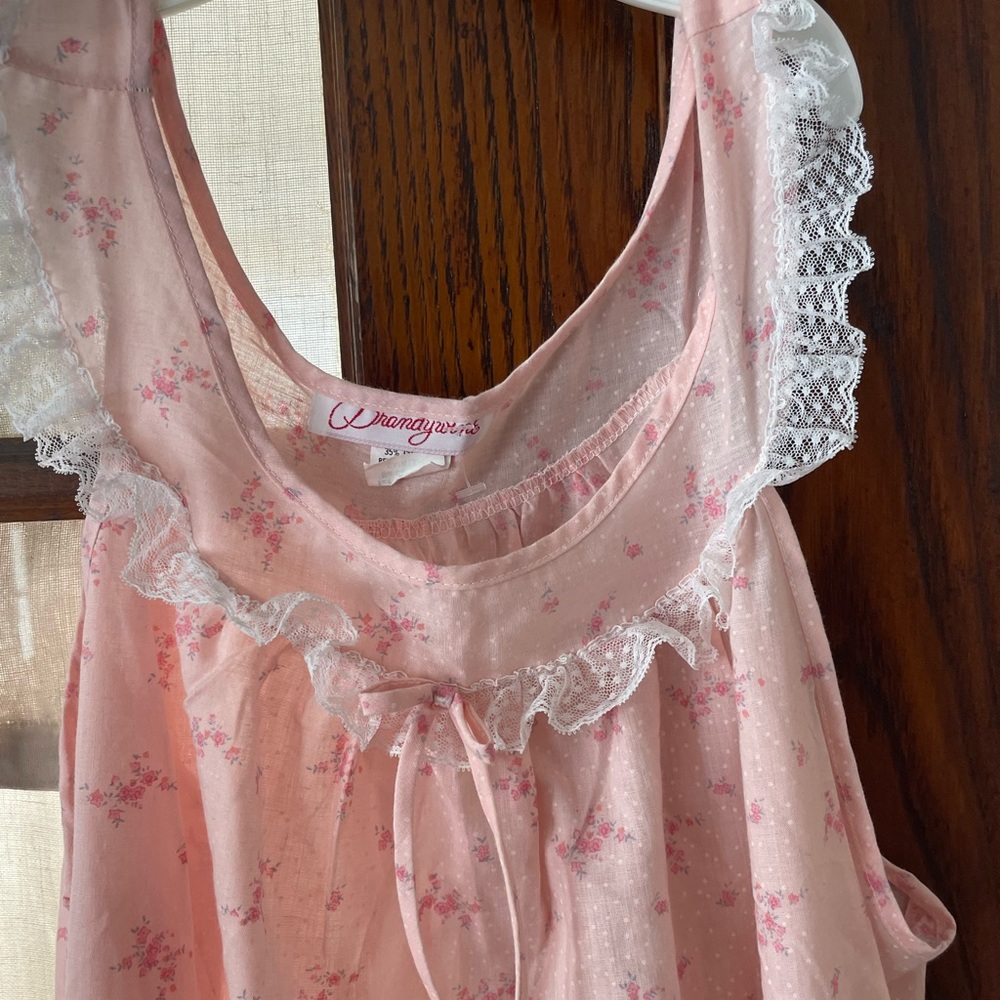 Delicate Pink Floral long Nightgown - Picture 5 of 6